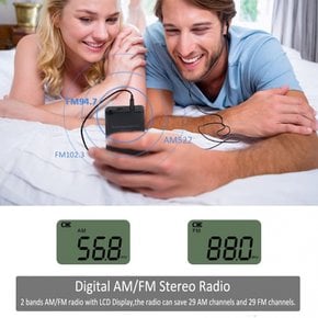 Acouto AM  FM 3 LCD 포켓 라디오 듀얼 밴드 미니 라디오 고감도 검색 모드 디지털 디스플레이