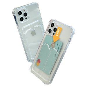  로어 카드수납+후면 카툭튀 렌즈보호 풀커버 TPU젤리 휴대폰 투명 케이스 /아이폰15Pro Plus Max