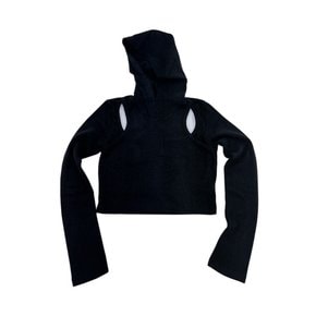 CUT OUT CROP HOODIE/BLACK