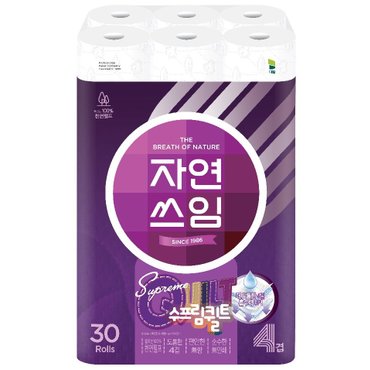 자연쓰임 천연펄프 수프림퀼트 4겹 화장지 30롤