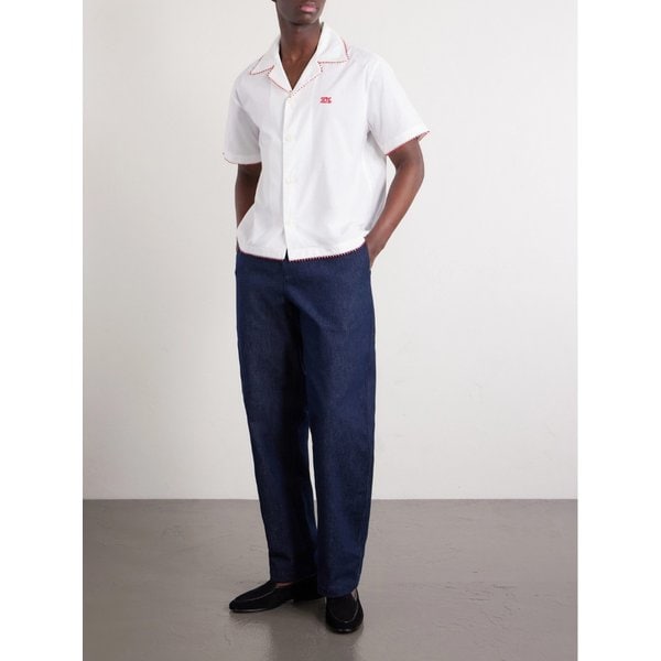 보디 레드버드 캠프칼라 로고 자수 코튼 셔츠 46376663162957880