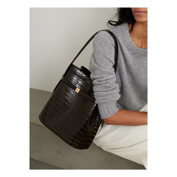 벨트 크로커다일 이펙트 가죽 토트 다크 브라운 1647597339566630