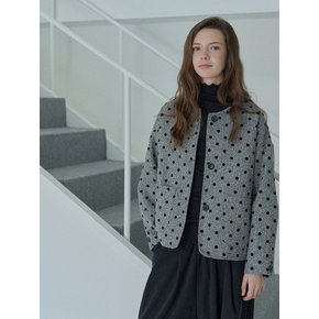 Quilted Wool Dot Jacket - GREY