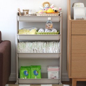 슬림선반 18cm 4단 이동식 선반 틈새수납장 주방 욕실
