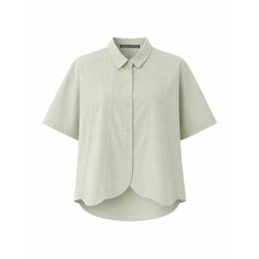 카라넥 절개 포인트 튤립 밑단 반팔 셔츠 (EC2BA086D)