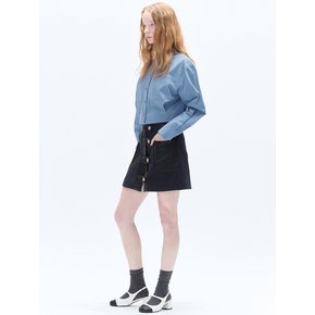 CROP POCKET PINTUCK SHIRT_BLUE