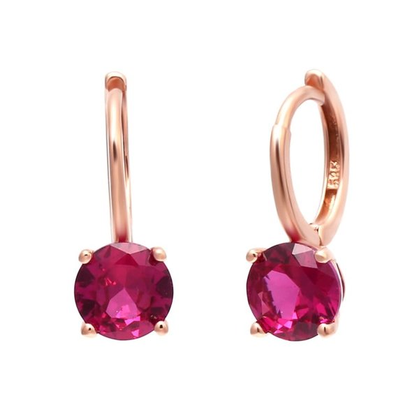 [비앤비골드] 14K 라운드 원포인트 루비 원터치귀걸이 한쌍 PNE30014
