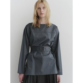 belted blouse_deep green