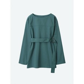 belted blouse_deep green