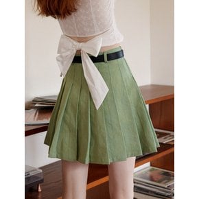 Cest_Green short a line pleated skirt