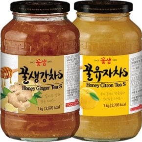 꽃샘 꿀생강차S 1kg+꿀유자차S 1kg