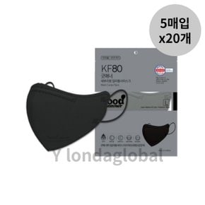 굿매너 새부리형 마스크 대형 KF80 블랙 5P 20개