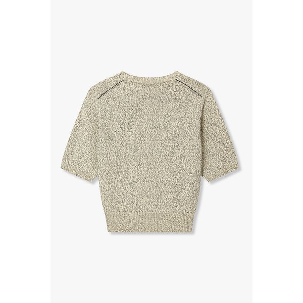 숏 슬리브 코튼 니트 탑 IA16152120105