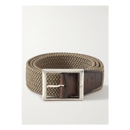 벨루티 3.5cm Leather-Trimmed Woven Elastic Belt 뉴트럴 36856120585613737