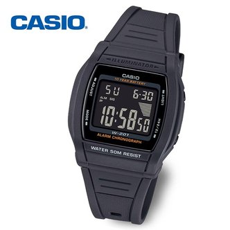 카시오 [정품] CASIO 카시오 10년전지 공용 학생 전자 군인시계 W-201-1B