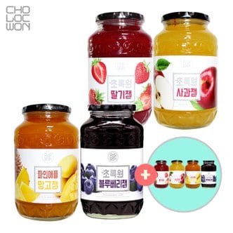  초록원 과일잼 1kg +1kg (2kg) 딸기 사과 파인애플망고 블루베리