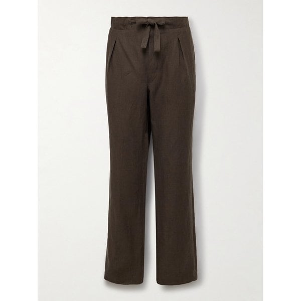 스토파 스트레이트 레그 플리츠 리넨 드로우스트링 팬츠 46376663163000226