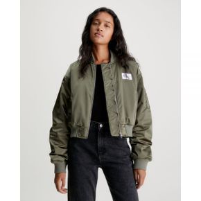 5021803 Calvin Klein Cropped Satin Bomber Jacket - Green 103779247