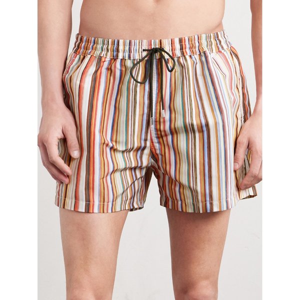 스트레이트 레그 미드 렝스 스트라이프  스윔 쇼츠 46376663162965386