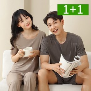 1+1 아이스냉감 커플여름잠옷 반팔상하세트 남성 여성 쿨링 파자마 홈웨어