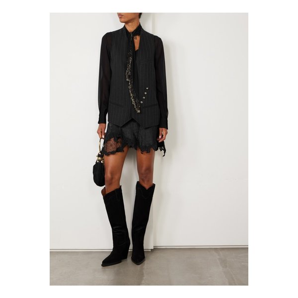 마농 핀스트라이프 새틴 코튼 블렌드 트윌 베스트 46376663162944484