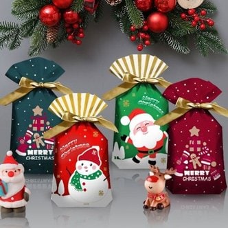  크리스마스 리본 선물 포장지 4장 기프트백 단체선물