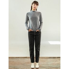 Cashmere Half Turtleneck Melange Gray Knit