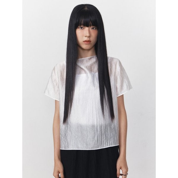 SHIMMER DRAPE HALF BLOUSE_2COLOR