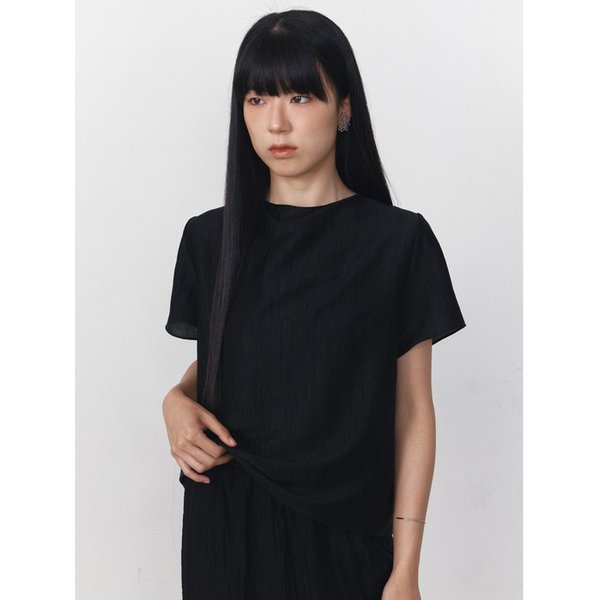 SHIMMER DRAPE HALF BLOUSE_2COLOR