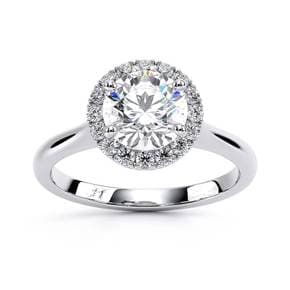 [LAB GROWN DIAMOND][Round cut IGI 1.04ct D VS1]  Plain Band Halo 1/4ctw