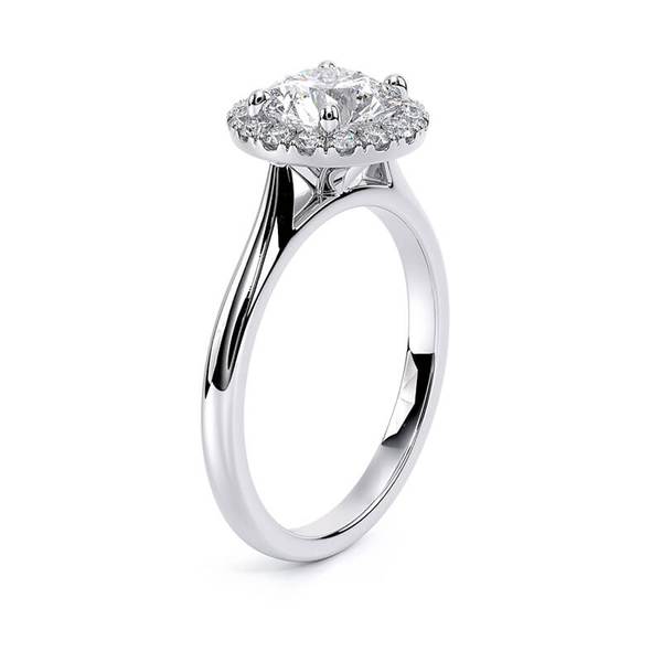 [LAB GROWN DIAMOND][Round cut IGI 1.04ct D VS1]  Plain Band Halo 1/4ctw