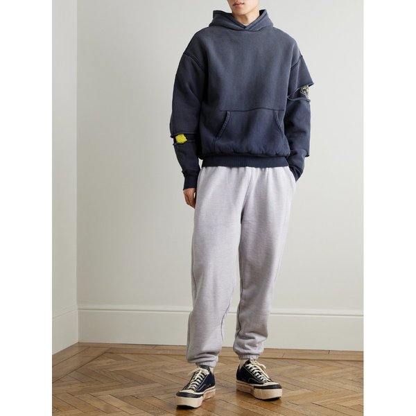 리버시블 디스트레스 프린트 코튼 저지 후드 티셔츠 46376663162925136