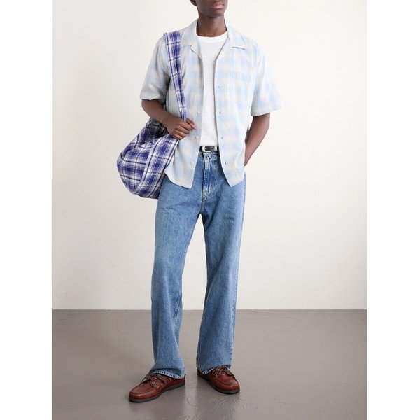 코리더 캠프 칼라 체크 코튼 리넨 블렌드 셔츠 46376663163008663