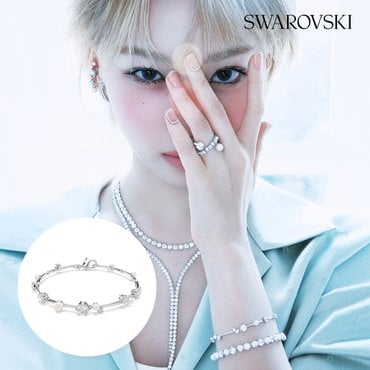 스와로브스키 [본사정품/쇼핑백증정] Constella Tennis 로듐 크리스털 펄 팔찌M 5707511