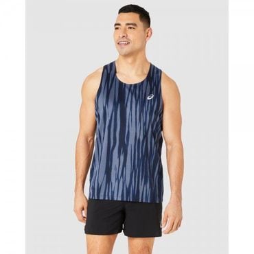 이스퀘어 4821329 ASICS Road All Over Print Singlet - Blue Expanse  Midnight