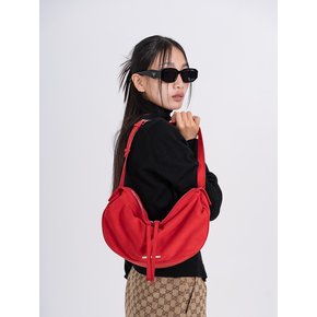 Suede baguette bag Red