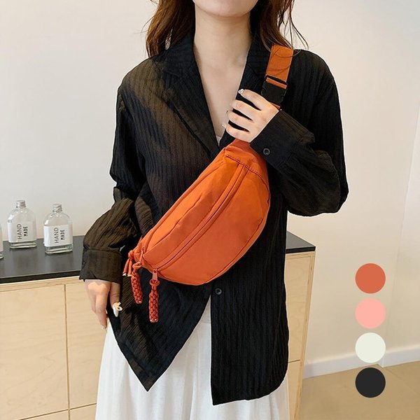 [옷자락] 여성용 일상 나일론 허리백 힙색 크로스백