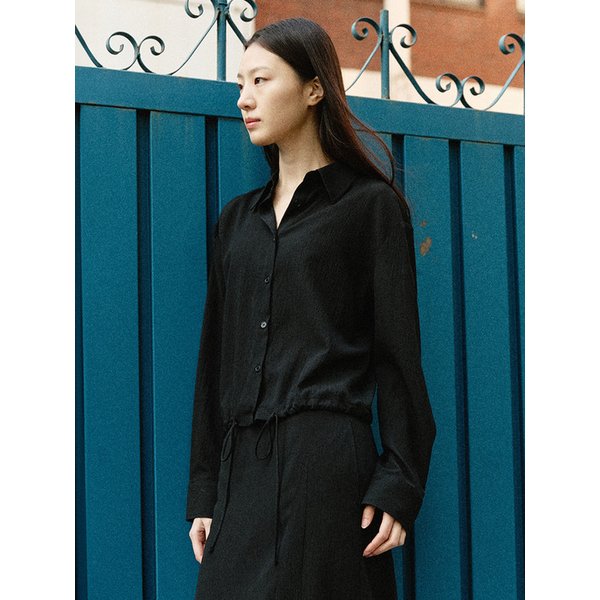 크링클 스트링 셔츠_BLACK
