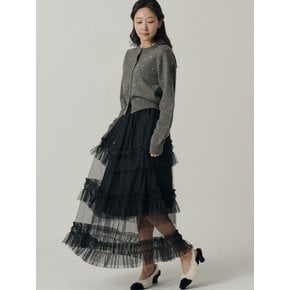 [인플루언서 세영 wh/] Petricia Layered Sha Frill Long Skirt_Black