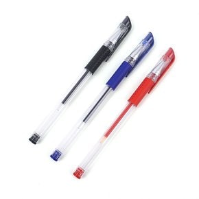 0.5mm 중성볼펜 검정 파랑 빨강 사무용 학습용 뚜껑 클립 볼펜