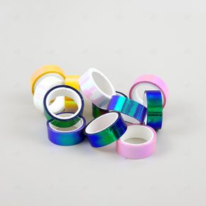 테이프 홀로그램 반짝이 홀로그램테이프 그라데이션 루어 은색테이프 파랑 색 반사