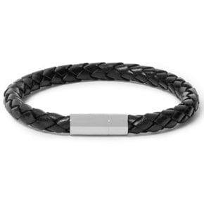 마그네틱 클로즈 브레이디드 레더 브레이슬릿 블랙 ARXC BRAC PLAIT