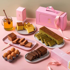 [선물포장] 명희봉밀 일본식 편백나무 카스테라 선물세트 (오리지널허니,말차,초코 중 2개)