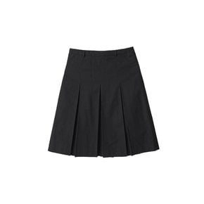 Cotton pleated midi skirt_black