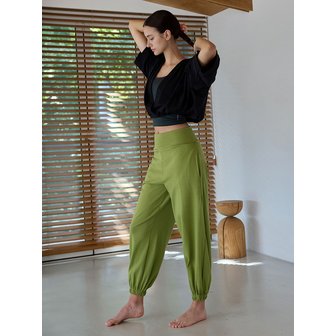 데비웨어 여성 요가복 DEVI-B0090-올리브 필라테스 조이 핀턱 하렘 팬츠
