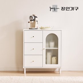 쿠르바 모루유리 800 3단서랍 그릇 주방 수납장