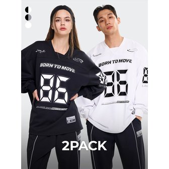 레이지비 [2PACK] 자이언트핏 긴팔티 럭비져지 오버핏 헬스 짐웨어 저지 블록코어 W (3컬러)