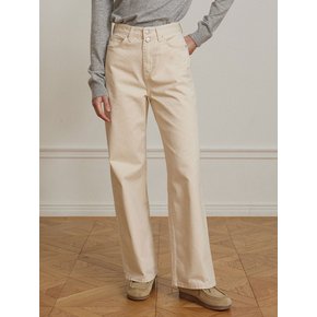Button Detail Semi Wide Jean - Cream
