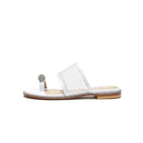 Jewel Sandal_White-dotted mesh