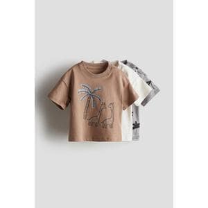 H&M 티셔츠 3피스 세트 라이트 그레이/동물 1126052011